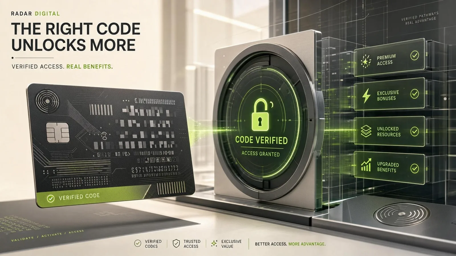 Código promocional desbloqueando um benefício digital